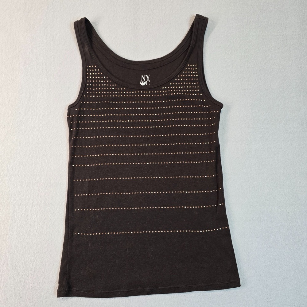 NYC Brown Studded Tank Top Womens Medium Sleeveless Stretch Y2K Spring